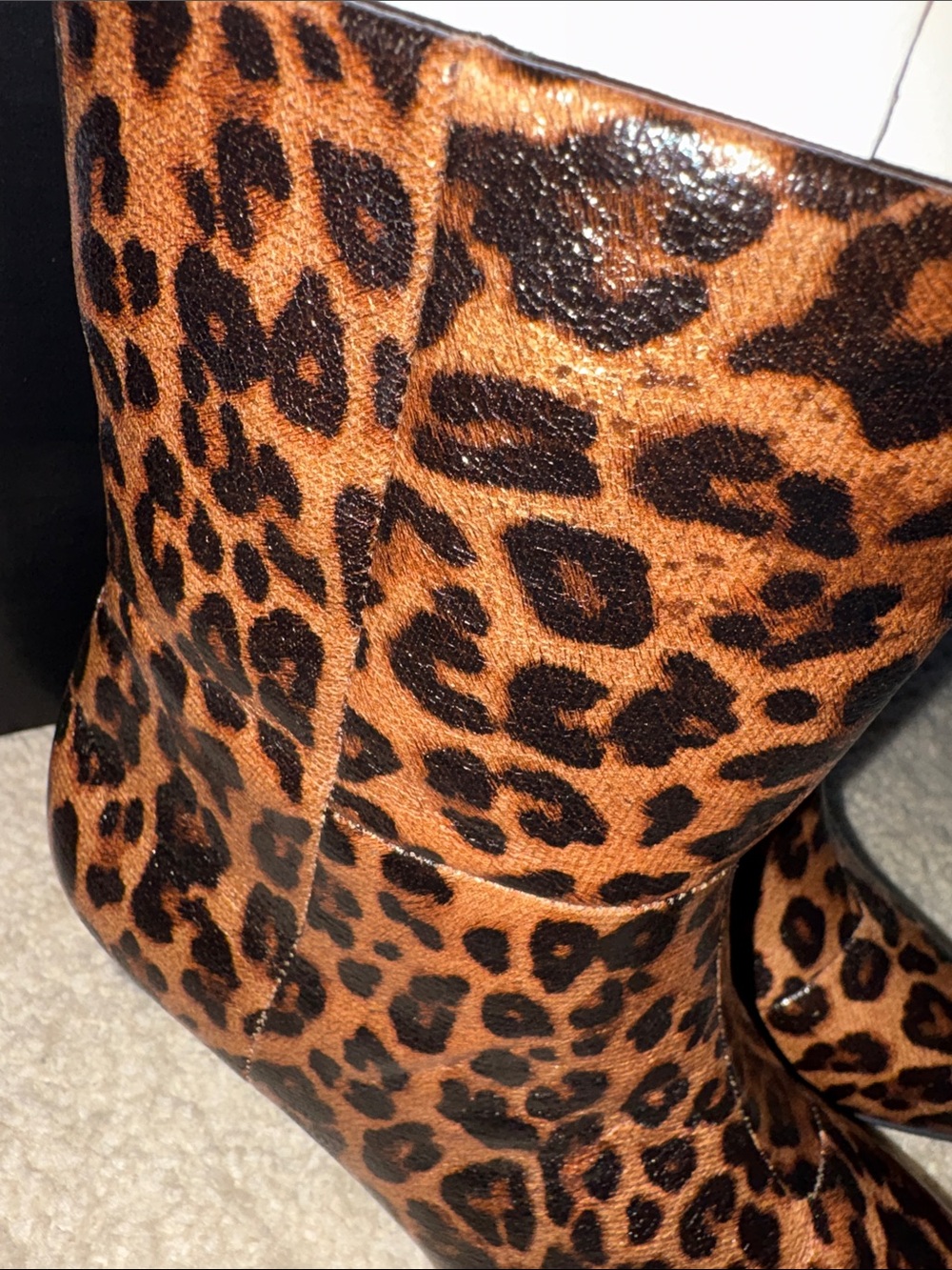 Dolce Vita Leopard Print Pointed Toe Stiletto Ankle Boots - Brown & Black - Picture 2 of 11